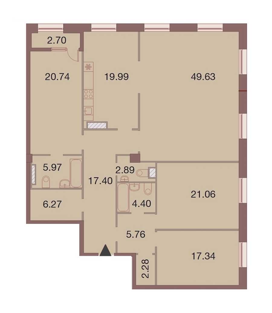 Четырехкомнатная квартира в : площадь 175.08 м2 , этаж: 7 – купить в Санкт-Петербурге